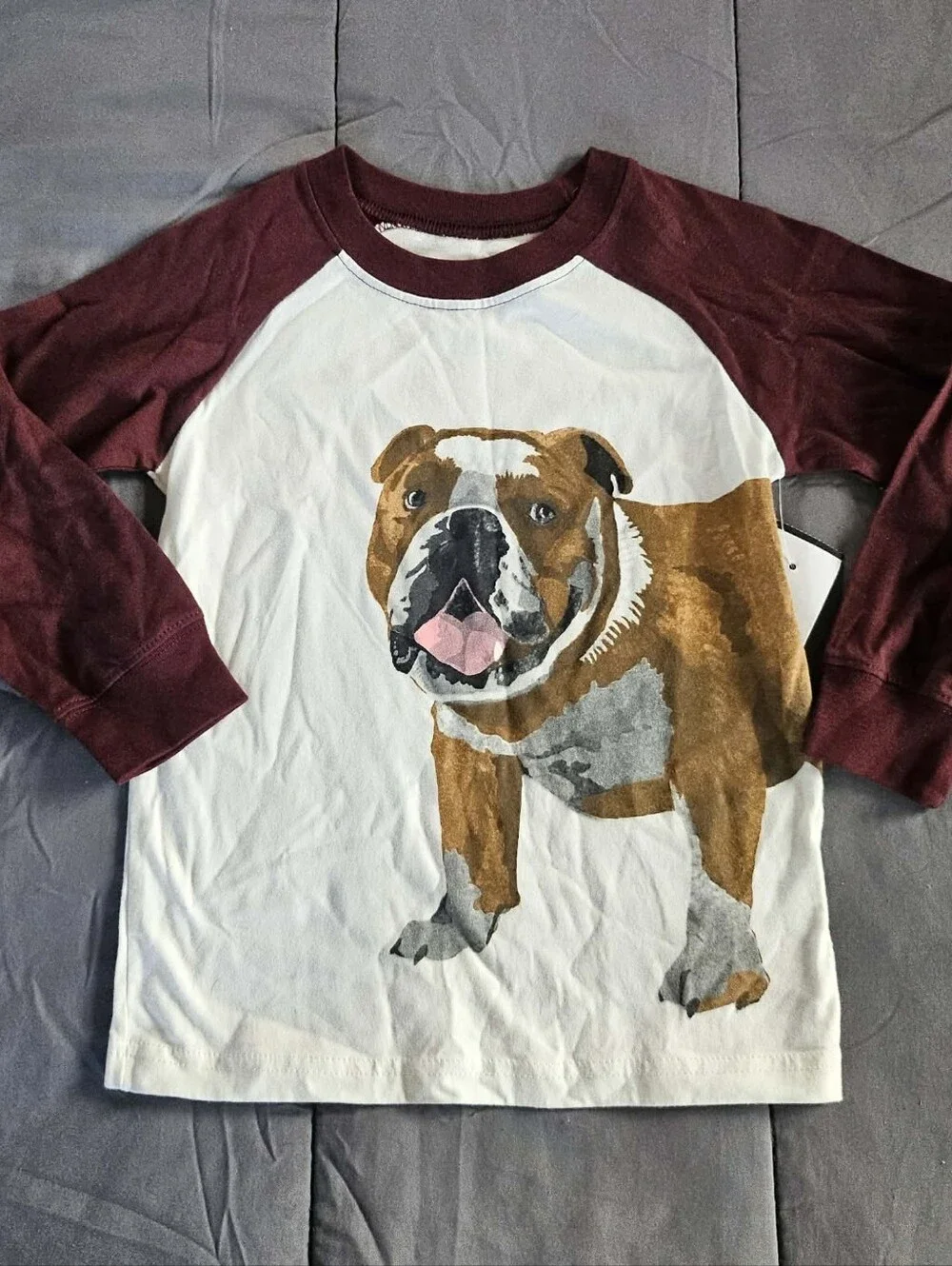 Carter's Maroon and White Bulldog Graphic Dog Shirt